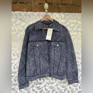NWT IVKO Stone Blue Cotton Jacket 36 | Boutique Knitwear | READ - Minor Flaw